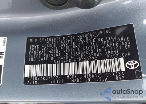 2023 Toyota Corolla Se from USA, damaged, VIN 5YFS4MCE4PP153122